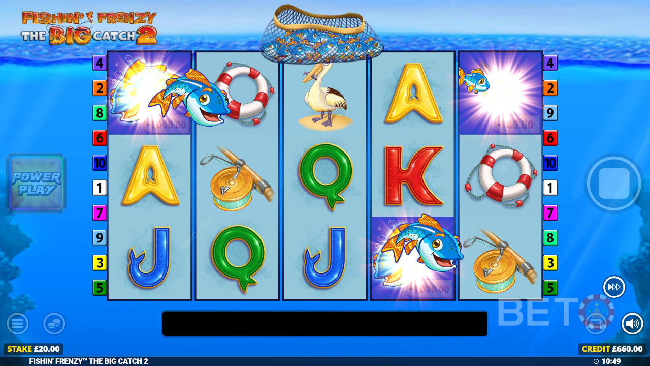 Câștigă 5.000x pariul tău în jocul ca la aparate online Fishin Frenzy The Big Catch 2!