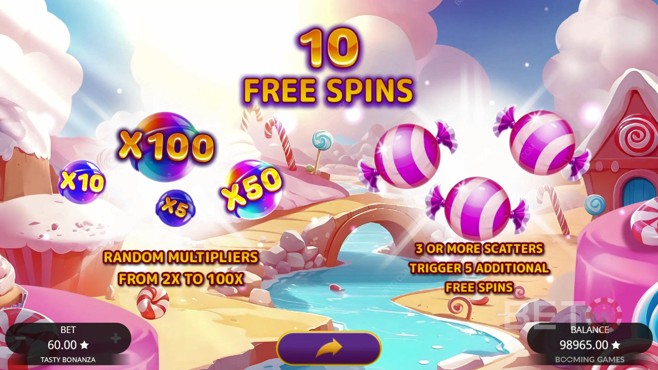 Câștigați 6.500x pariul dvs. în Tasty Bonanza Slot Machine!