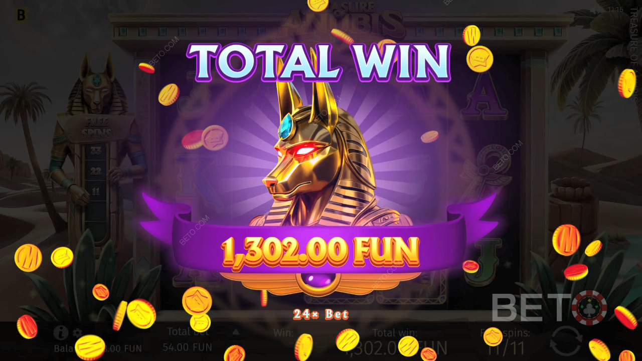 Câștigă 1,939x pariul tău în jocul ca la aparate online Treasure of Anubis!