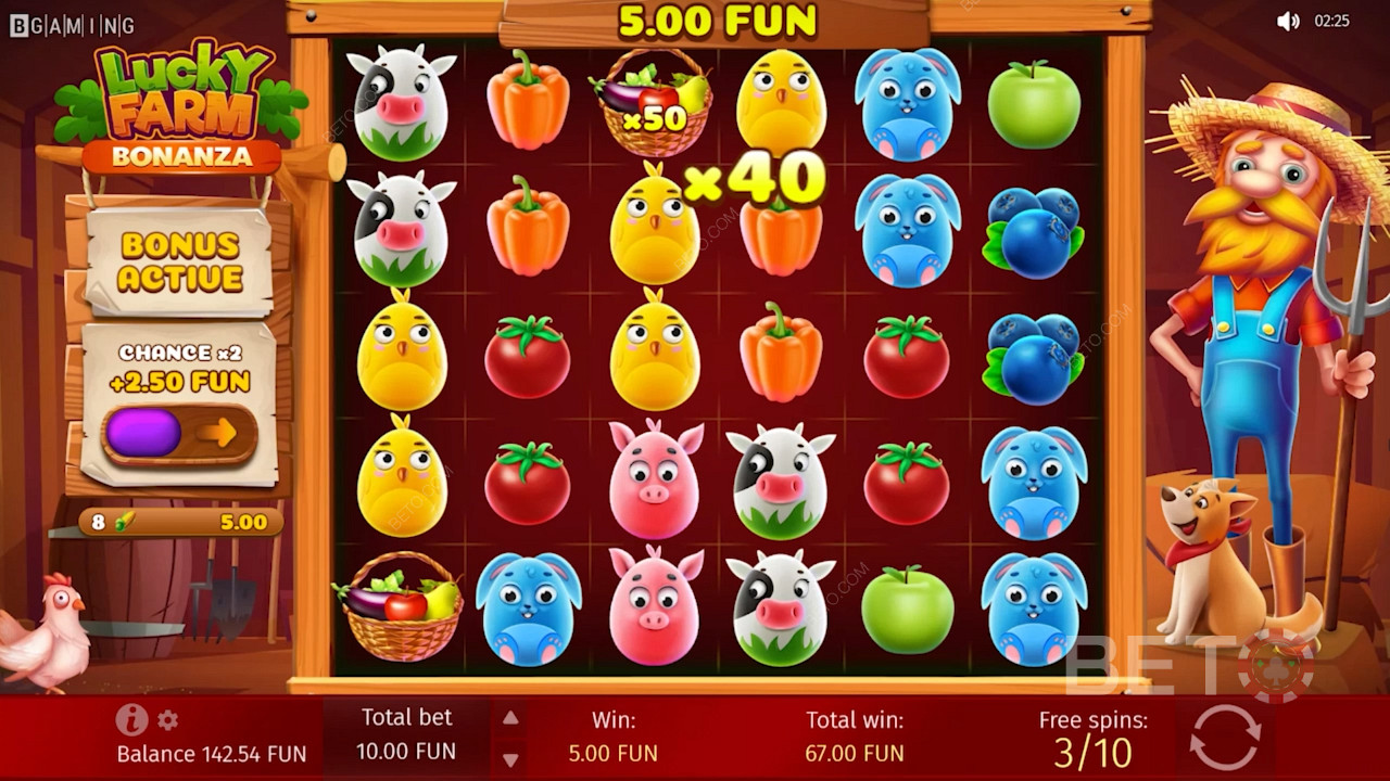 Bucură-te de multiplicatori la rotirile gratuite în jocul ca la aparate online Lucky Farm