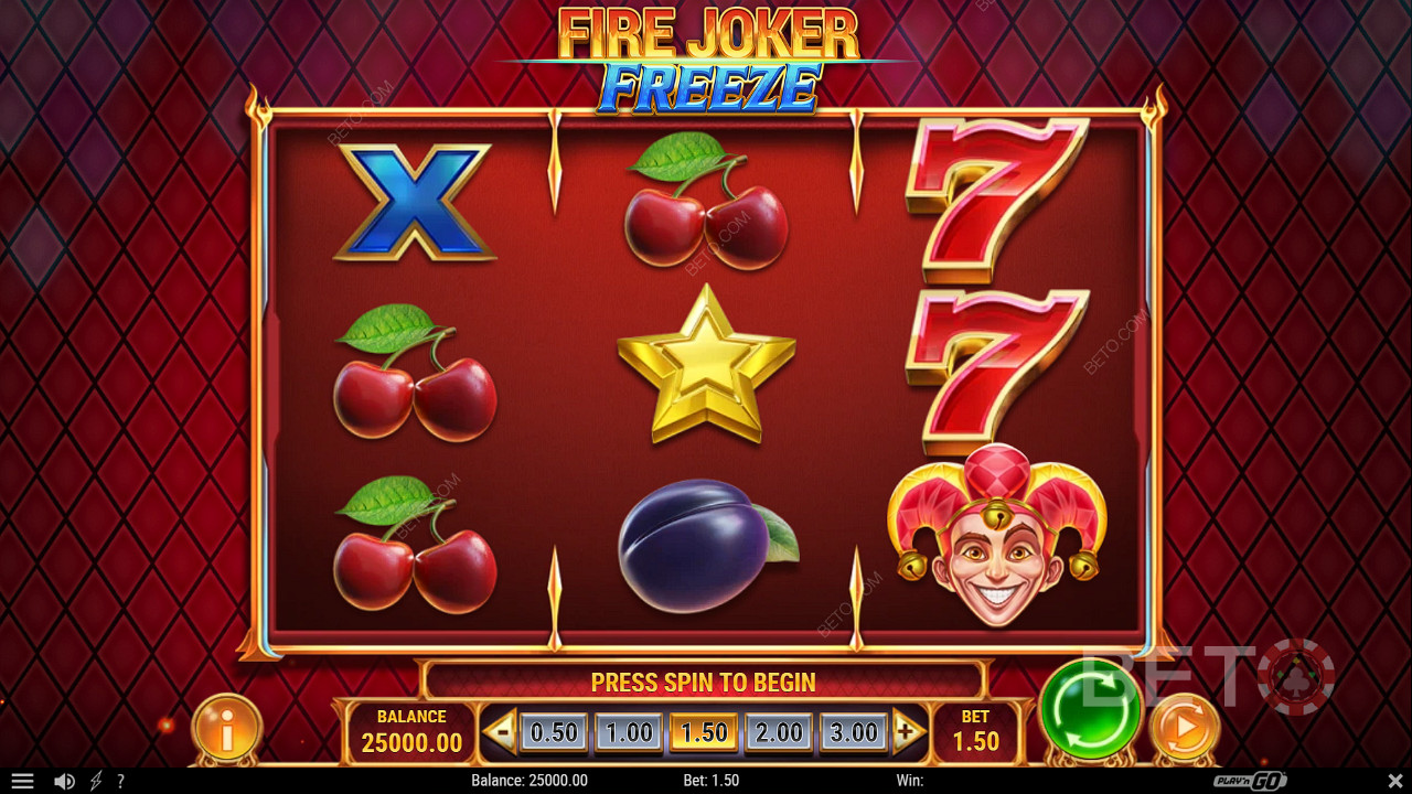 Distrează-te cu aspectul clasic și funcțiile moderne din jocul ca la aparate Fire Joker Freeze.