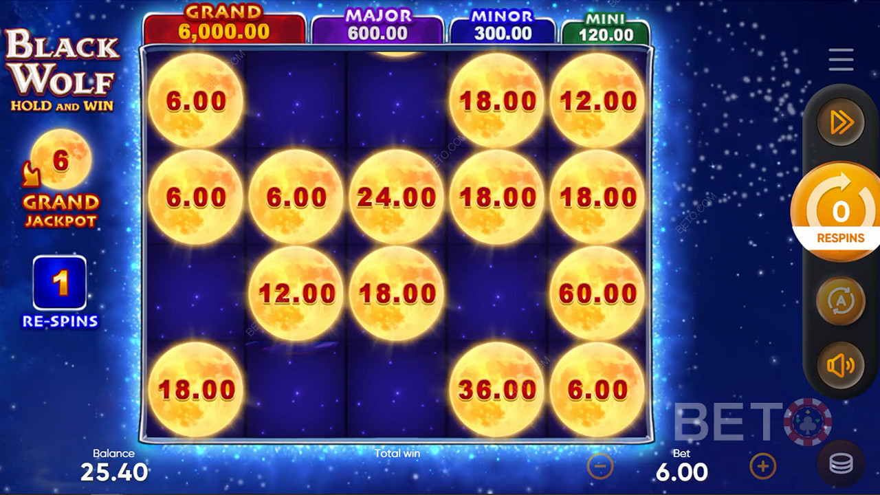 Jocul Black Wolf îți oferă șansa de a câștiga un Grand Jackpot în valoare de 1.000x pariul total.