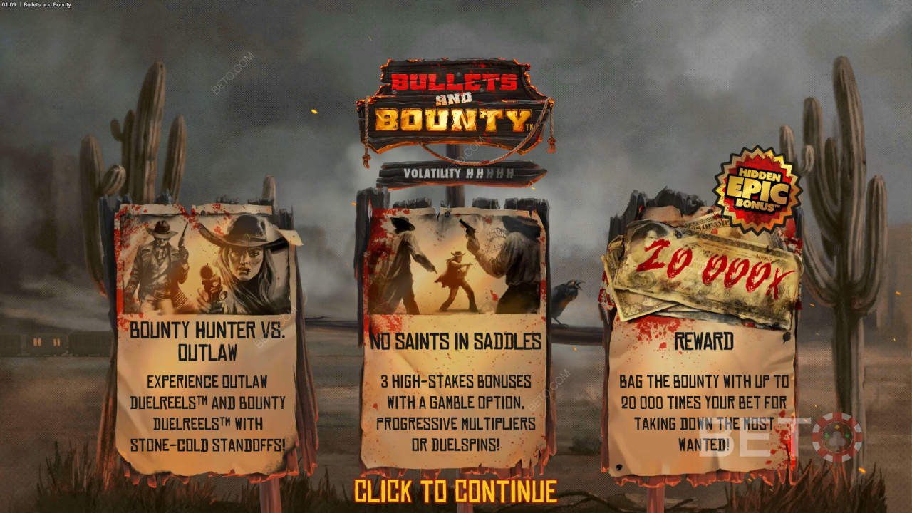 Funcțiile bonus explicate în Bullets and Bounty de Hacksaw Gaming