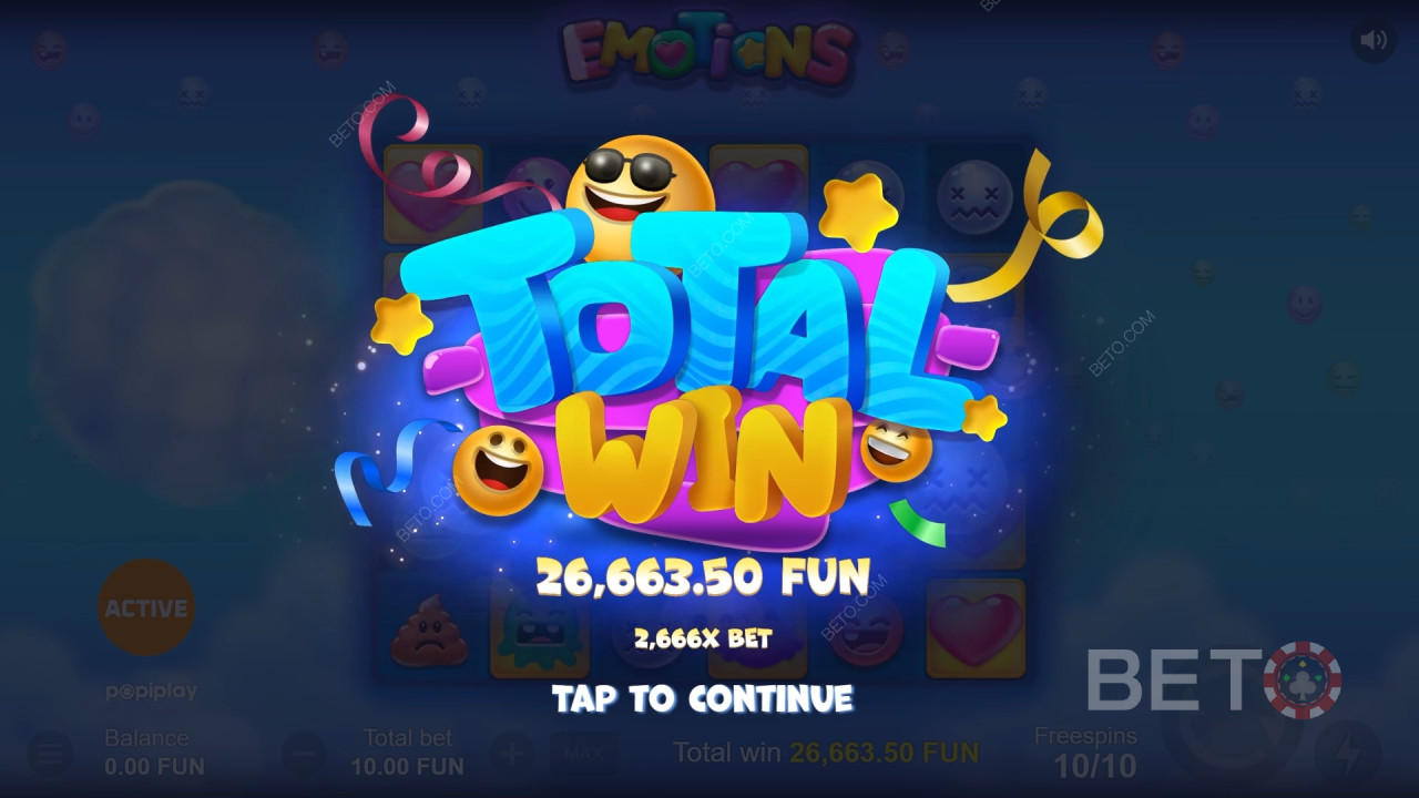 Câștigă 15.000x pariul tău în jocul ca la aparate online Emotions!