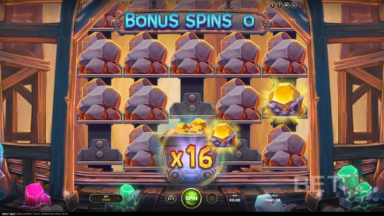 Funcțiile bonus explicate în Mine Blown by NetEnt