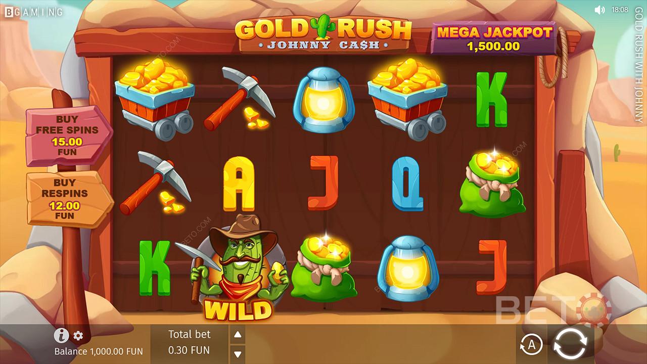 Cumpărați direct bonusurile pe care le doriți în jocul de cazino Gold Rush With Johnny Cash