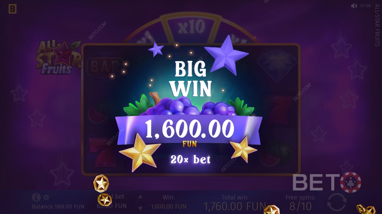Câștigă 1.500x pariul tău în jocul ca la aparate All-Star Fruits!