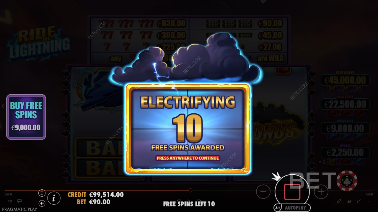 Funcțiile bonus explicate în Ride the Lightning de Pragmatic Play