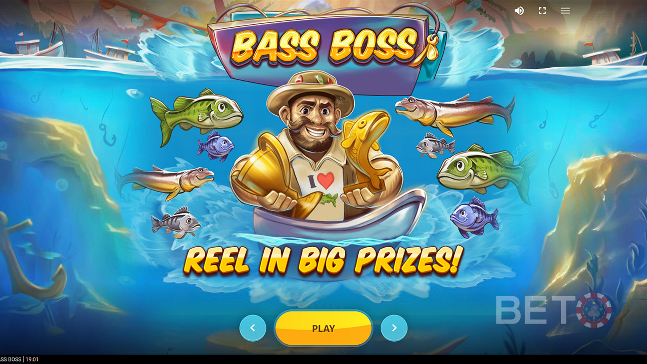 Câștigă premii mari prin rotiri gratuite, funcția Catch și multe altele în jocul de păcănele Bass Boss