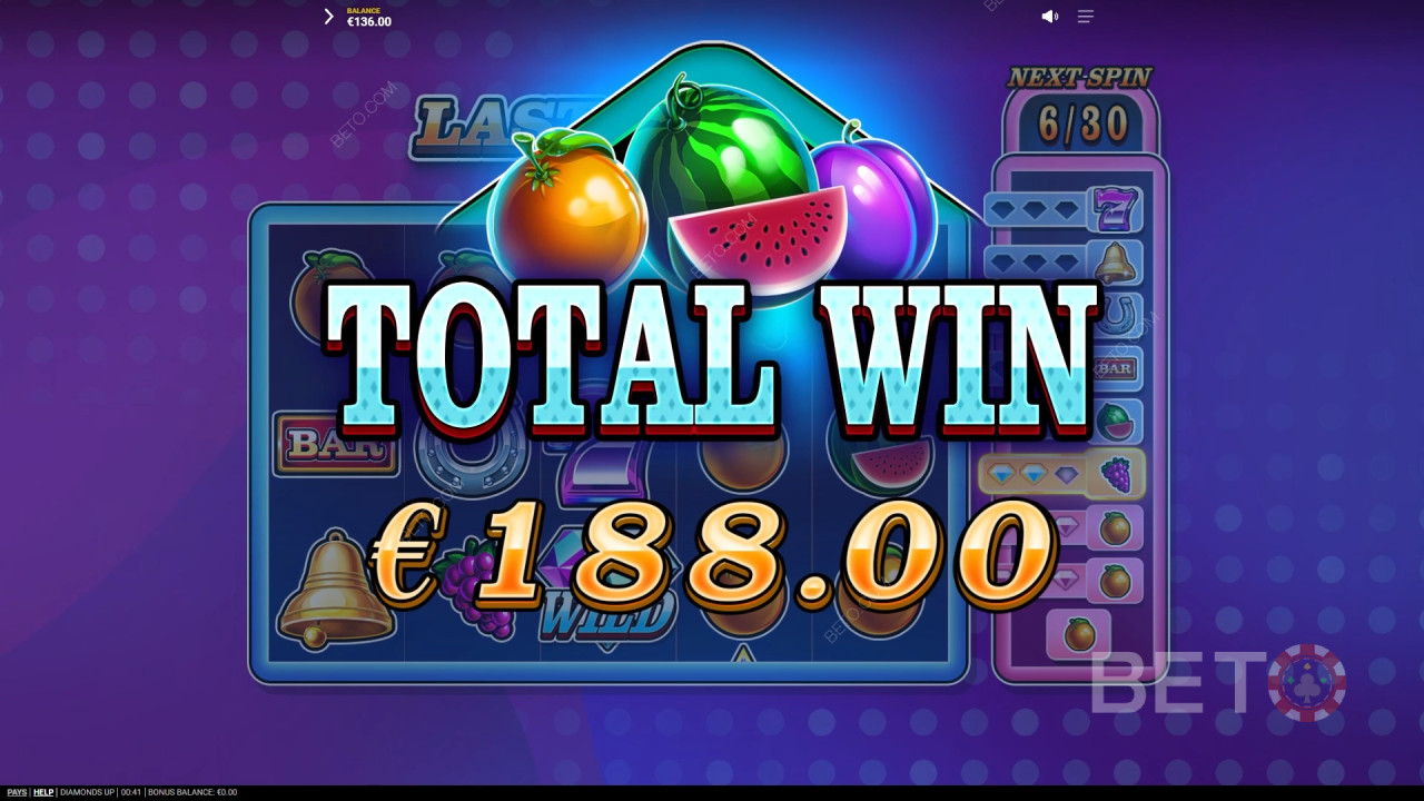 Câștigă 20.000x pariul tău în slotul video Diamonds Up!