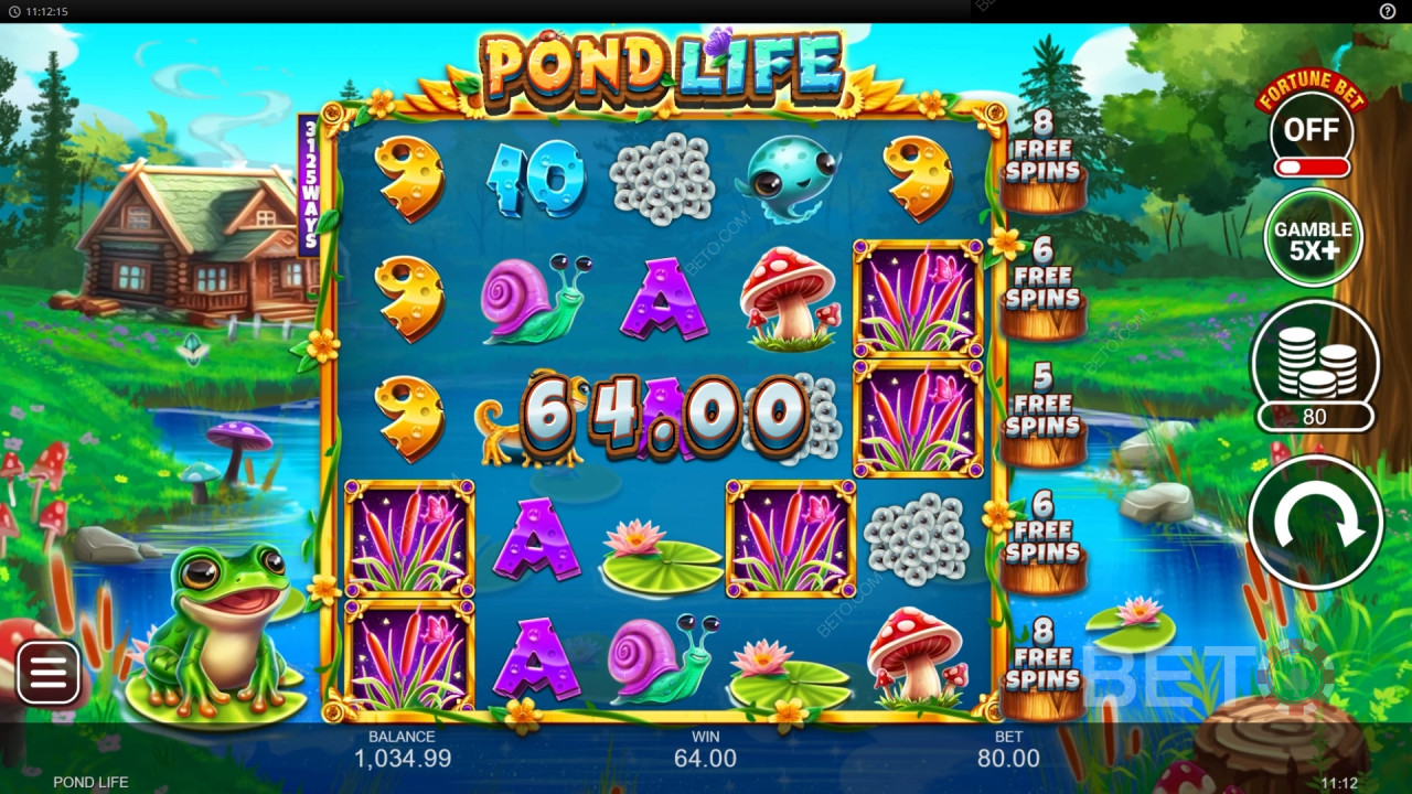 Câștigă 5.000x pariul tău în jocul ca la aparate online Pond Life!