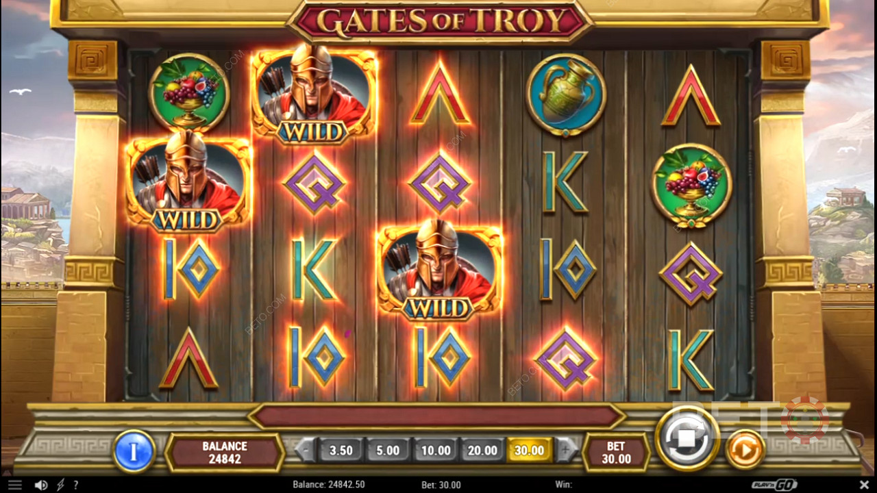 Simbolurile wild au câștiguri mari în jocul ca la aparate Gates of Troy