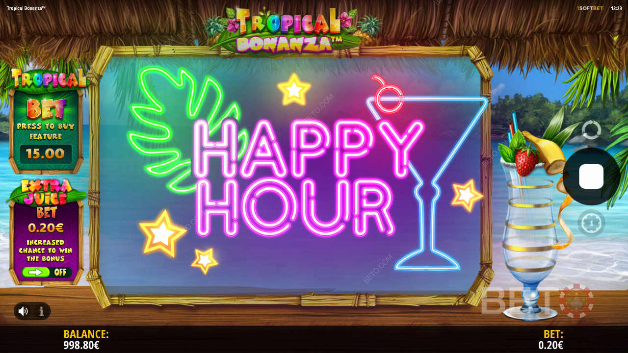 Modificatorii Happy Hour vă vor acorda multiplicatori sau vă vor ajuta să declanșați Free Spins.