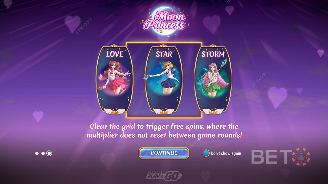 Alege tipul de Free Spins pe care îl dorești în jocul de păcănele Moon Princess