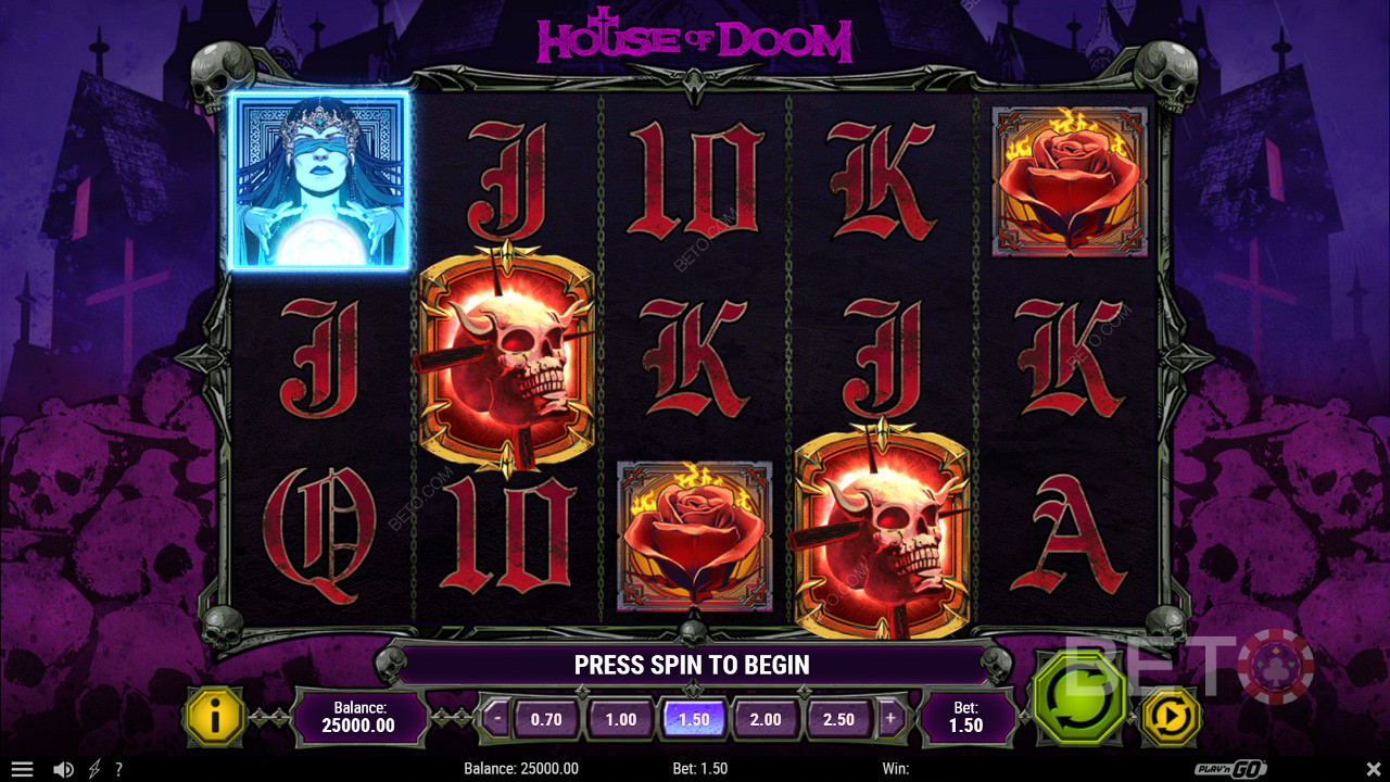 Prinde 3 sau mai multe simboluri scatter Doom pentru a debloca funcția Doom Spins și bonusurile sale.