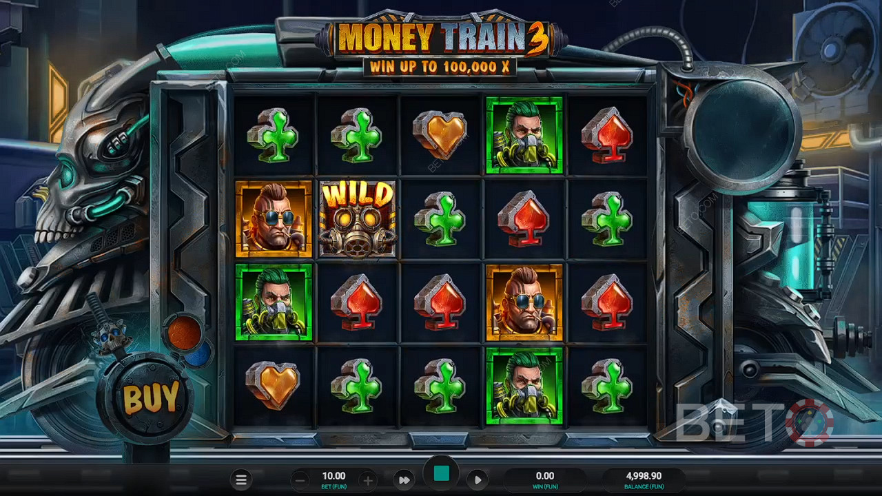 Bucură-te de o rundă Respin solidă în jocul de bază din jocul ca la aparate Money Train 3