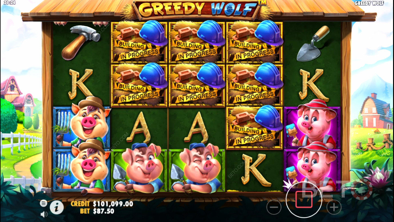 6 sau mai multe simboluri scatter declanșează rotirile gratuite în jocul ca la aparate Greedy Wolf.