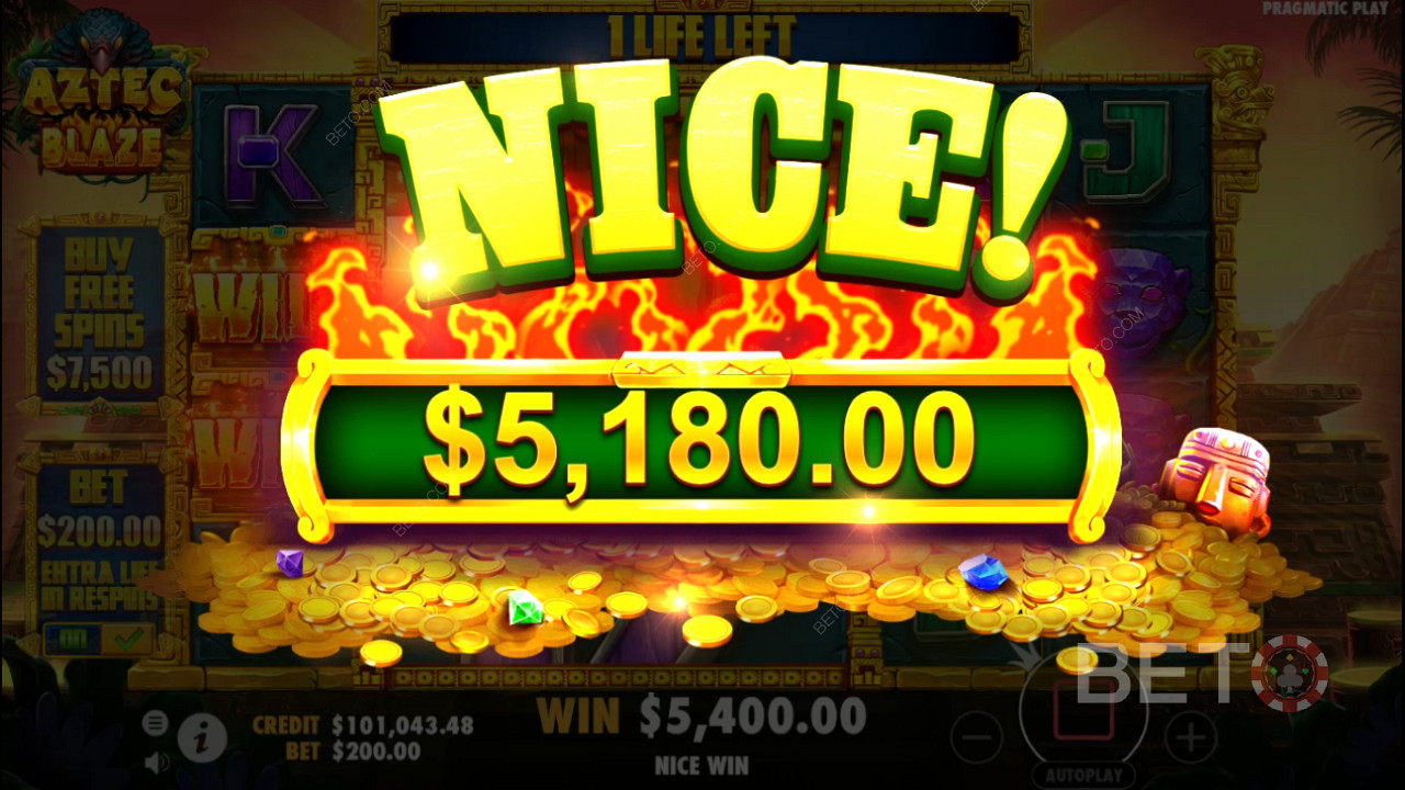 Câștigă 2.000x pariul tău în jocul ca la aparate online Aztec Blaze!