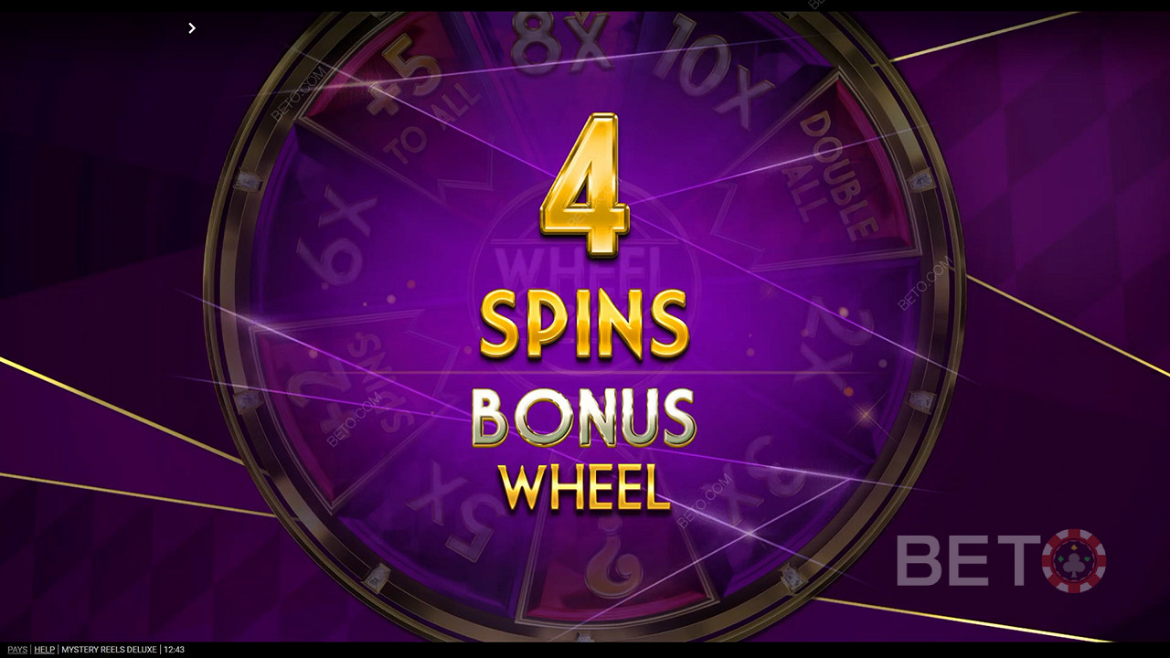 Câștigă până la 15 rotiri pe Bonus Wheel dacă prinzi simboluri Wheel Deluxe.