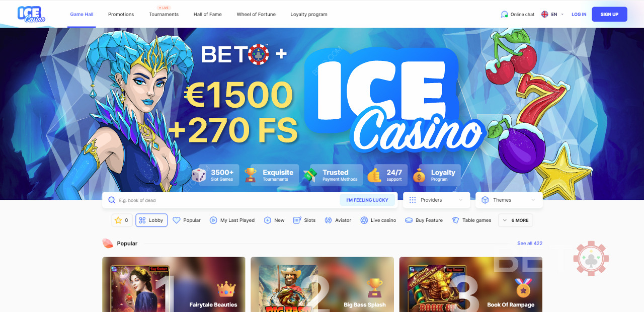 Navigarea și interfața site-ului ICE Casino este ușor de utilizat