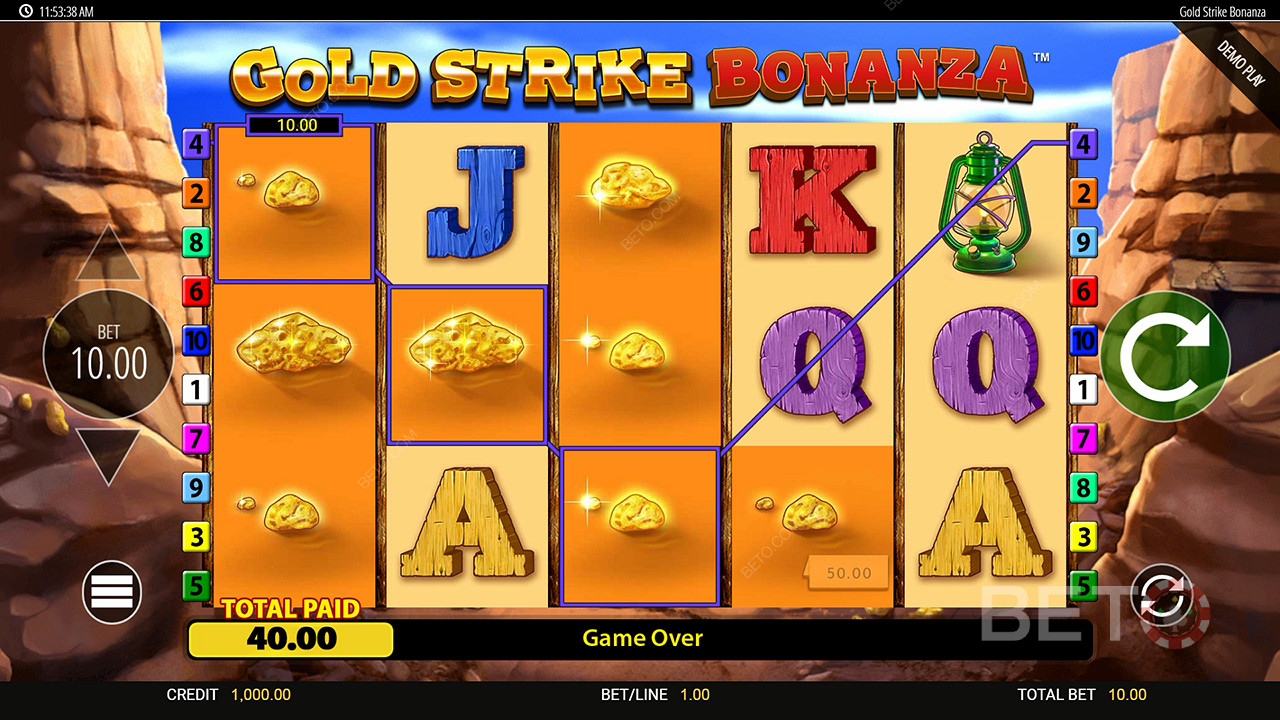 Câștigă 2.500x pariul tău în jocul ca la aparate Gold Strike Bonanza Fortune Play!